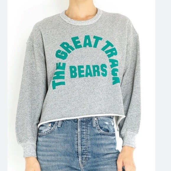 THE GREAT. Tops - The Great. Cut Off Sweatshirt with Bears in Varsity